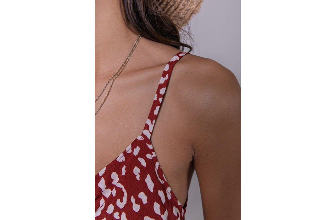 Jody Leopard Spaghetti Mini Dress Women Red/ White
