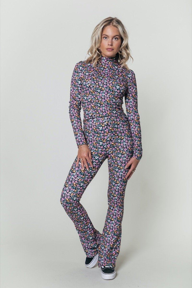 Mini Flower Peached Flare Pants Multicolor