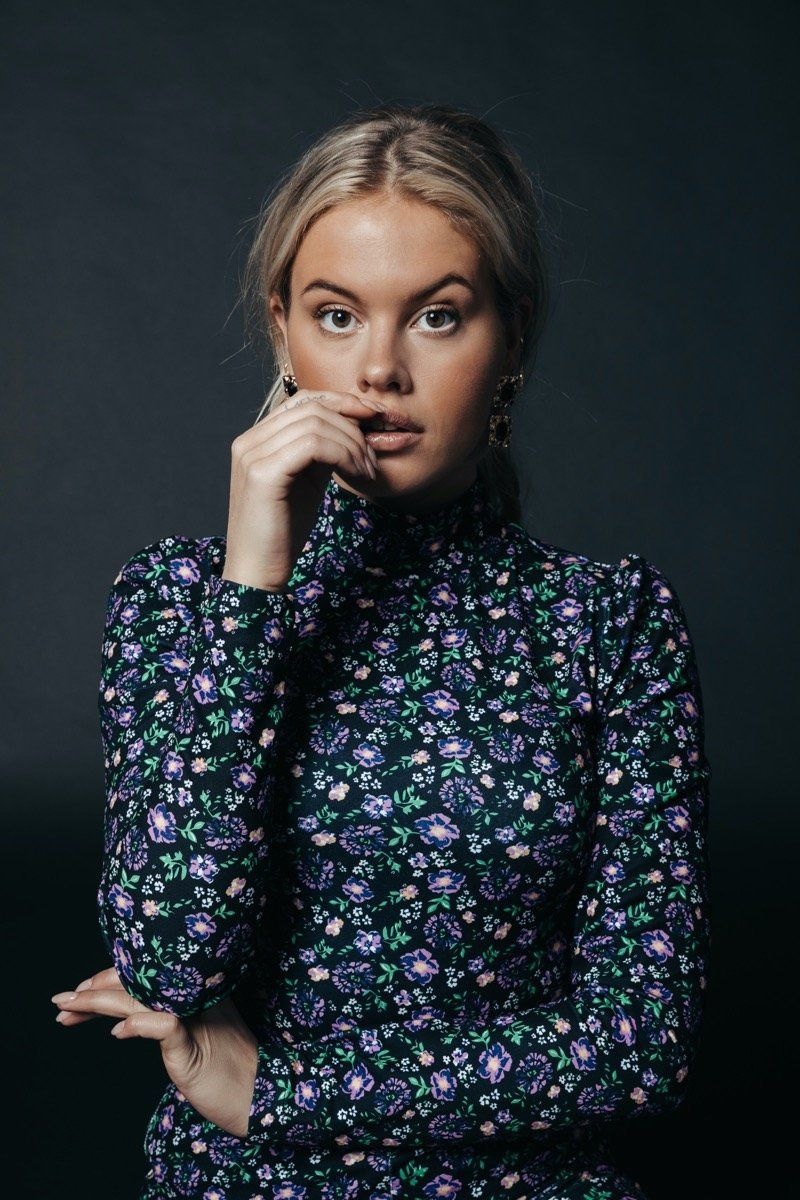Neyo Flower Turtleneck top Purple