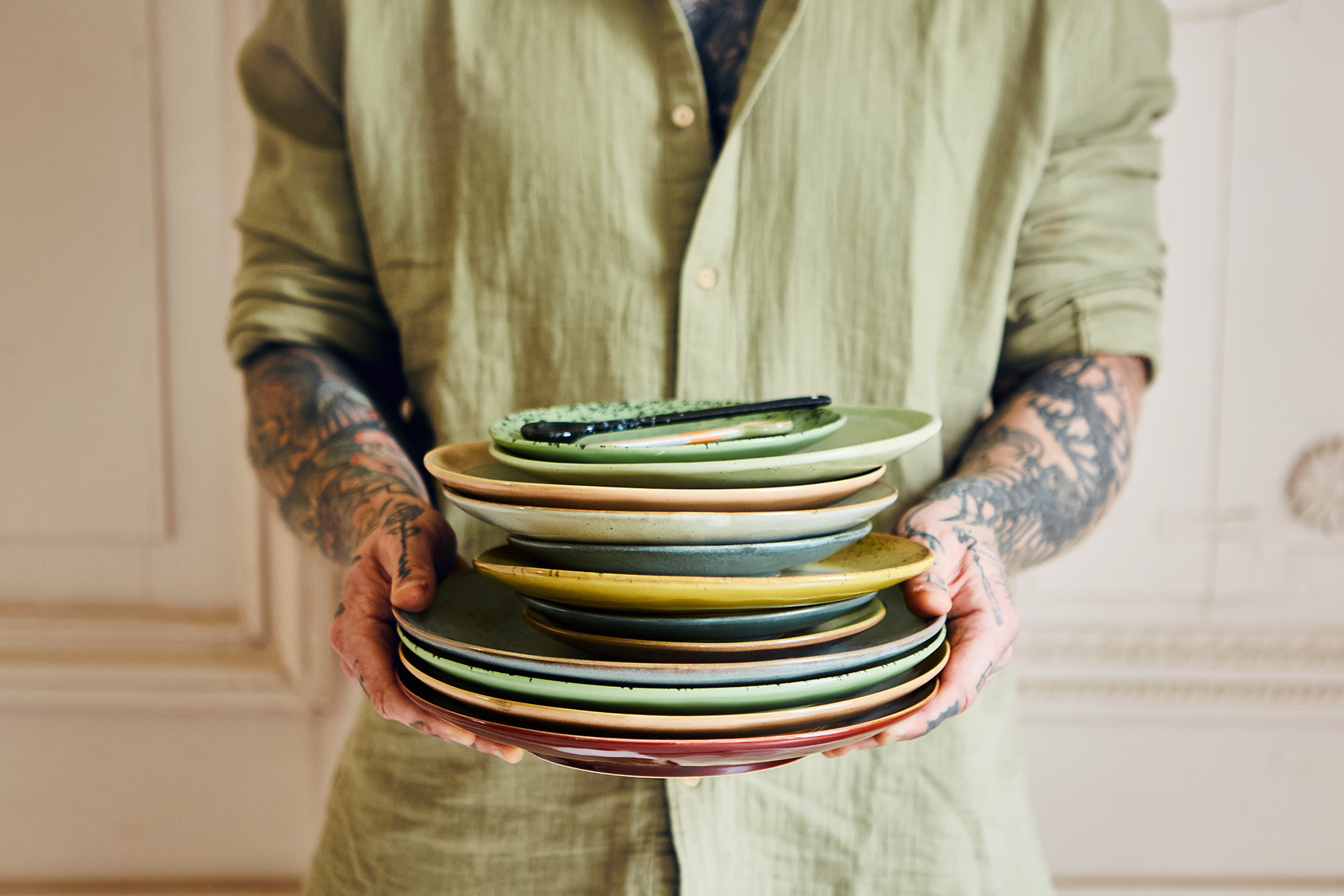 70S CERAMICS: DESSERT PLATES, KIWI