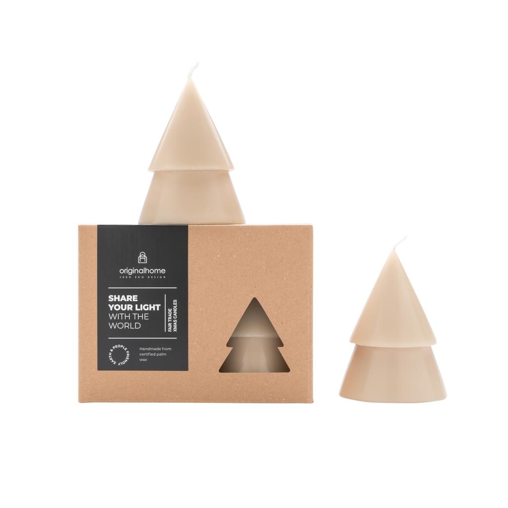 xmas tree candle beige - M set van 2