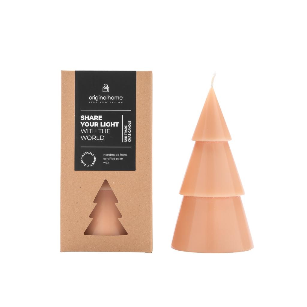 xmas tree candle peach - L