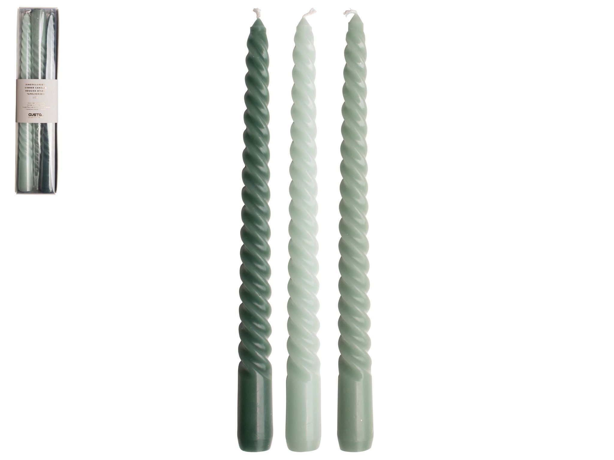 Swirl dinerkaarsen s/3 25cm groen