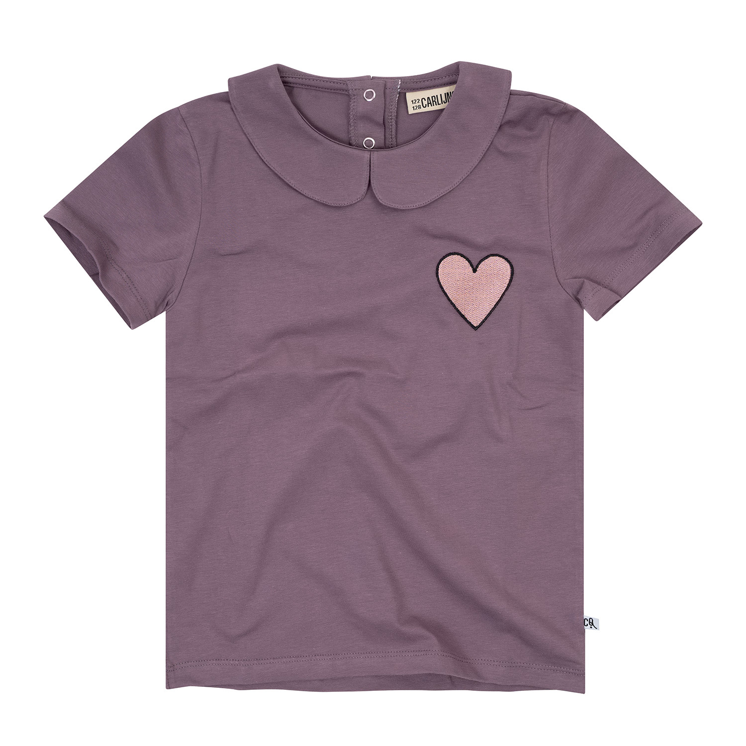 Basics plum - t-shirt wt heart embroidery
