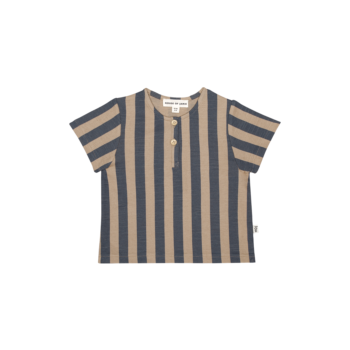 Henley Tee - Blue & Sesame Stripes