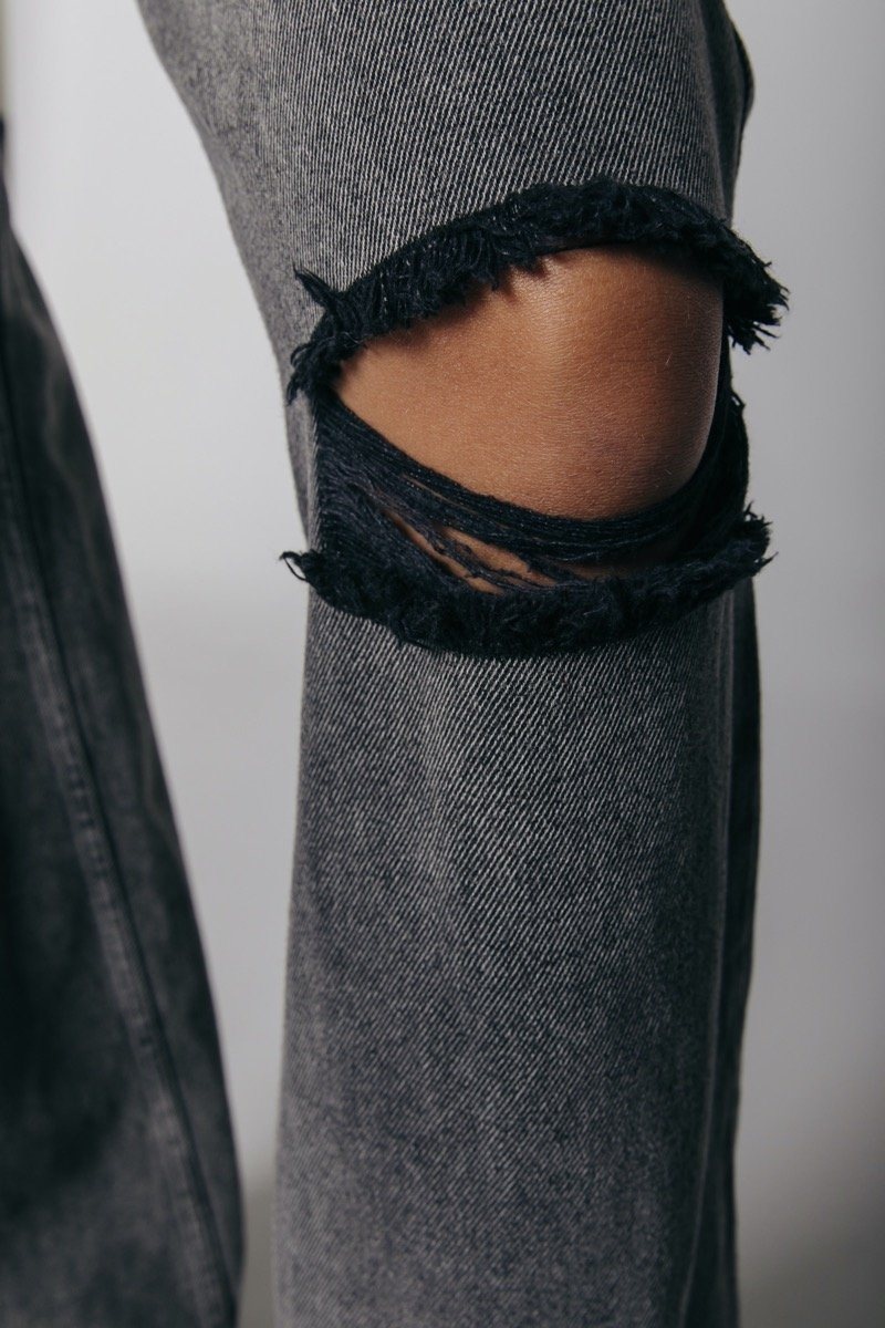Gaia High Rise Wide Leg Denim Pants Grey acid wash denim