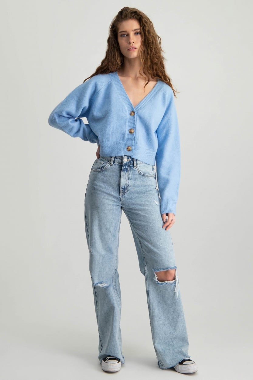 Aurora Knitted Cropped Cardigan Lavender