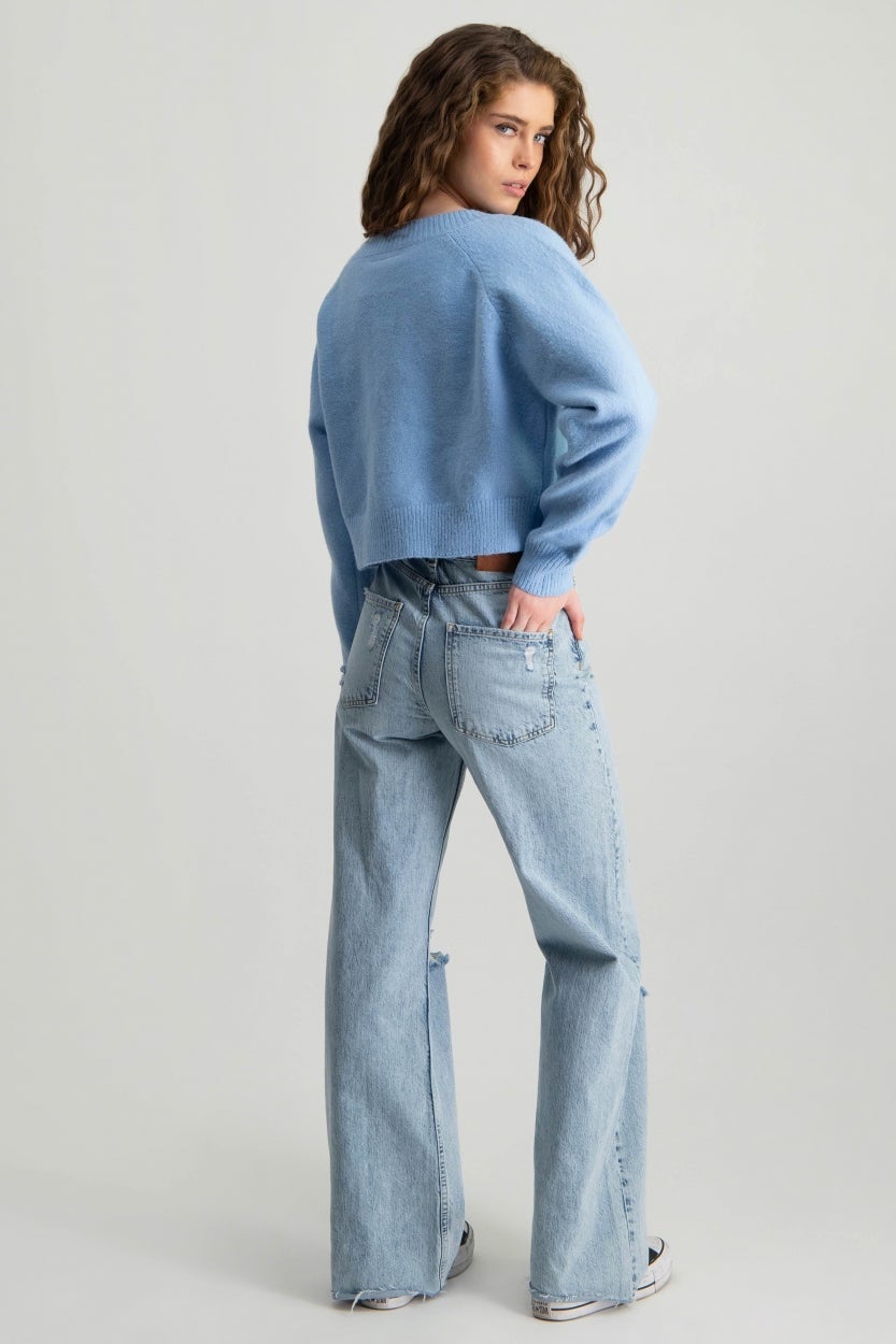 Aurora Knitted Cropped Cardigan Lavender