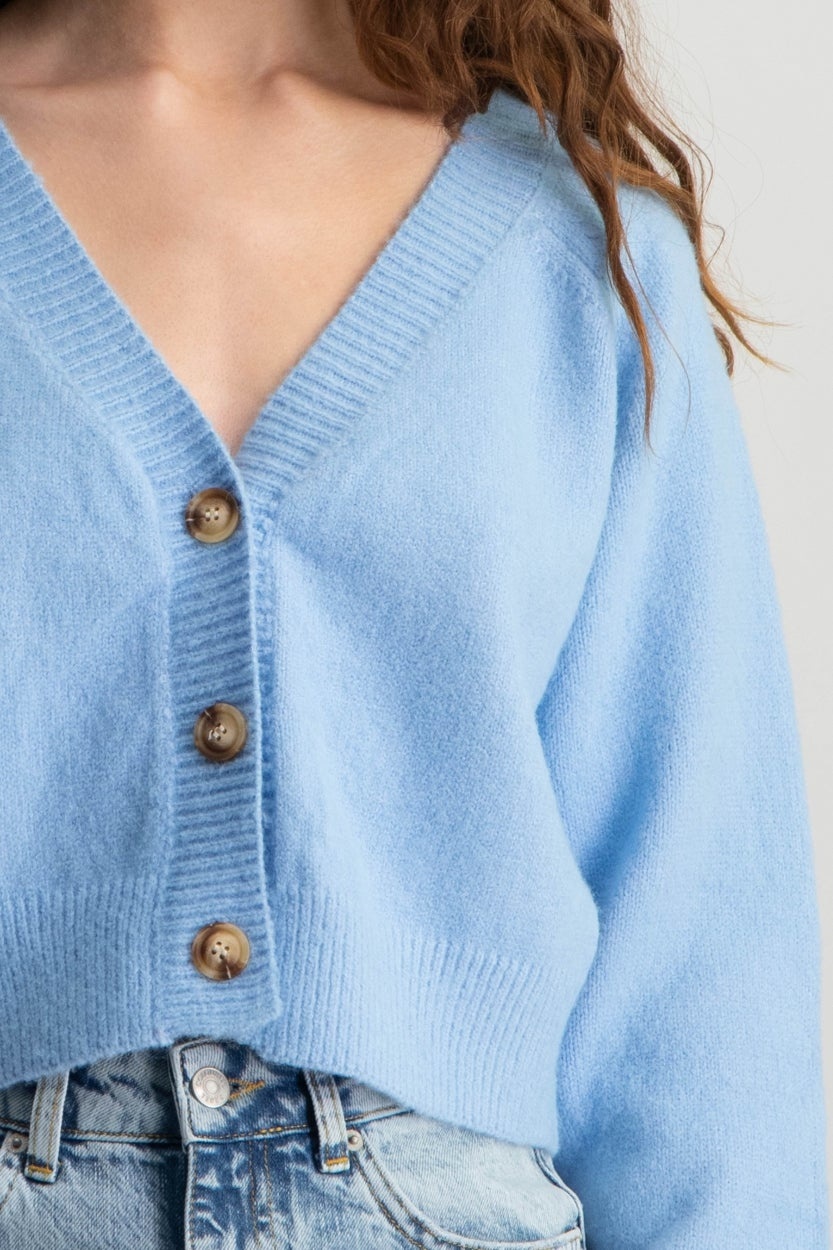 Aurora Knitted Cropped Cardigan Lavender