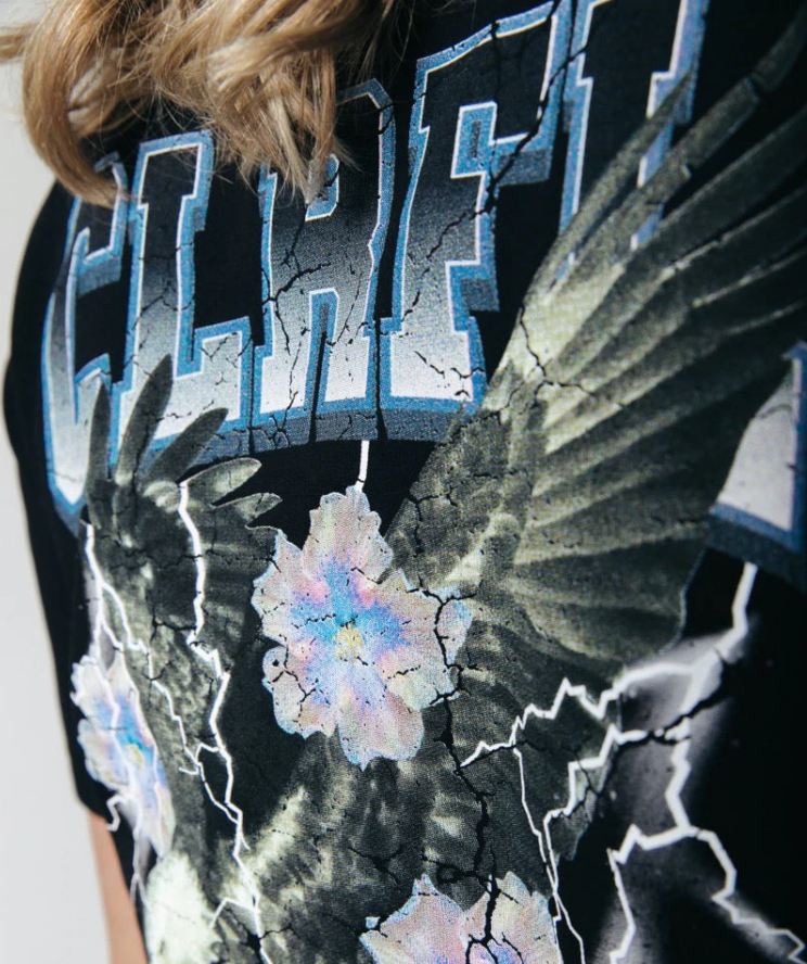 Eagle flower loose fit tee Black