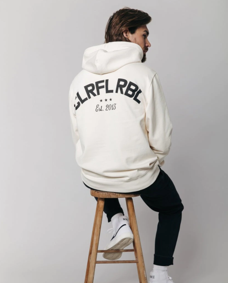 CR est. 2013 Back Print Hoodie Off White