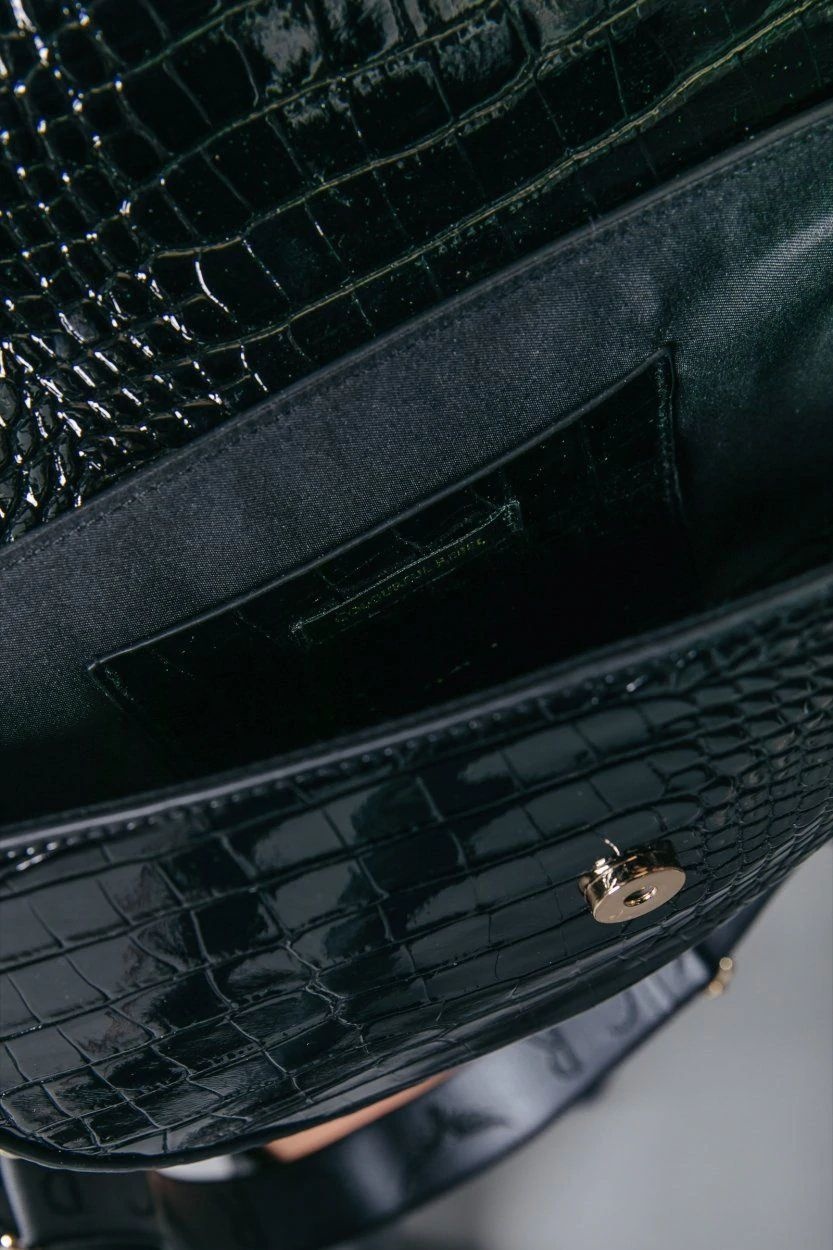 Jeni CR Strap Croco Bag Black