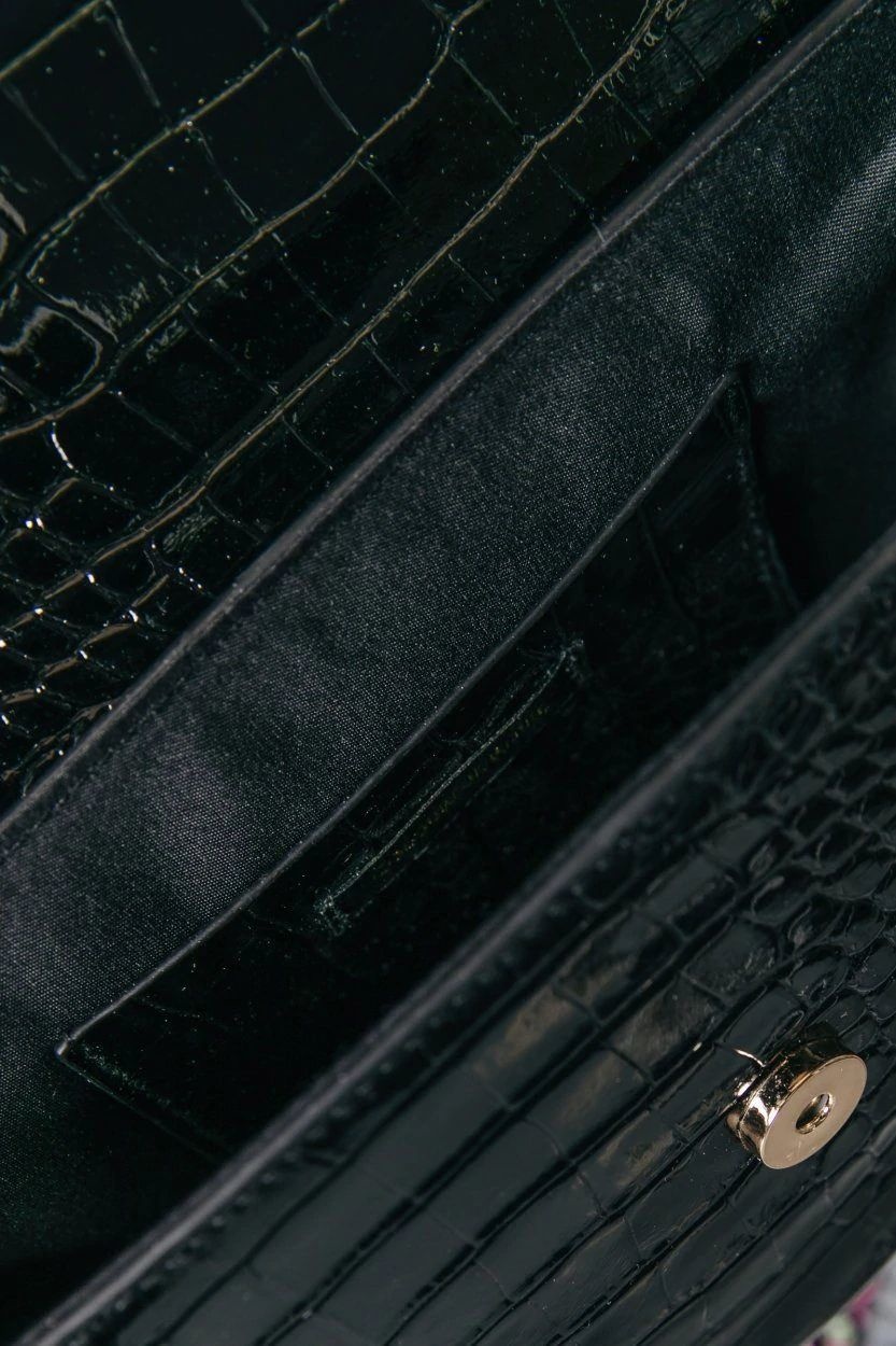 Jeni CR Strap Croco Bag Black