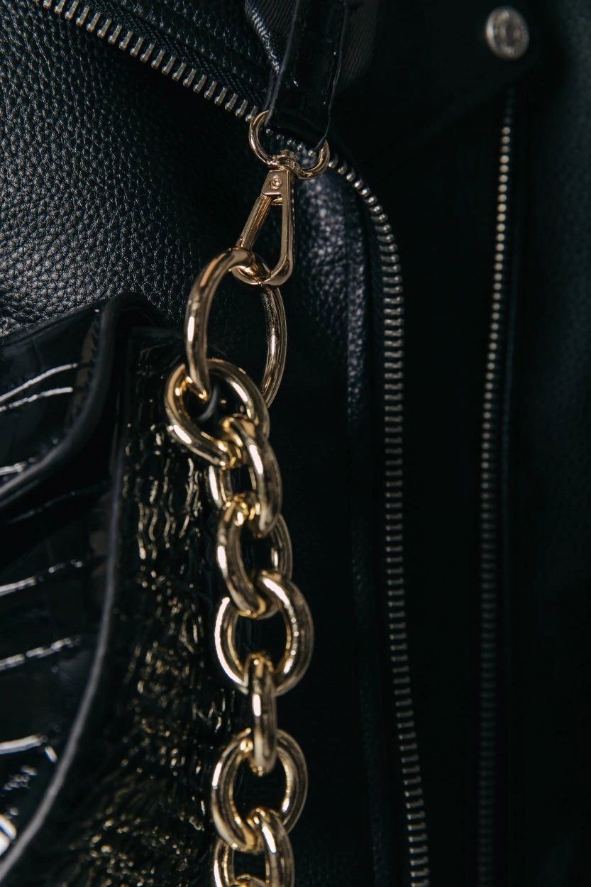 Jeni CR Strap Croco Bag Black