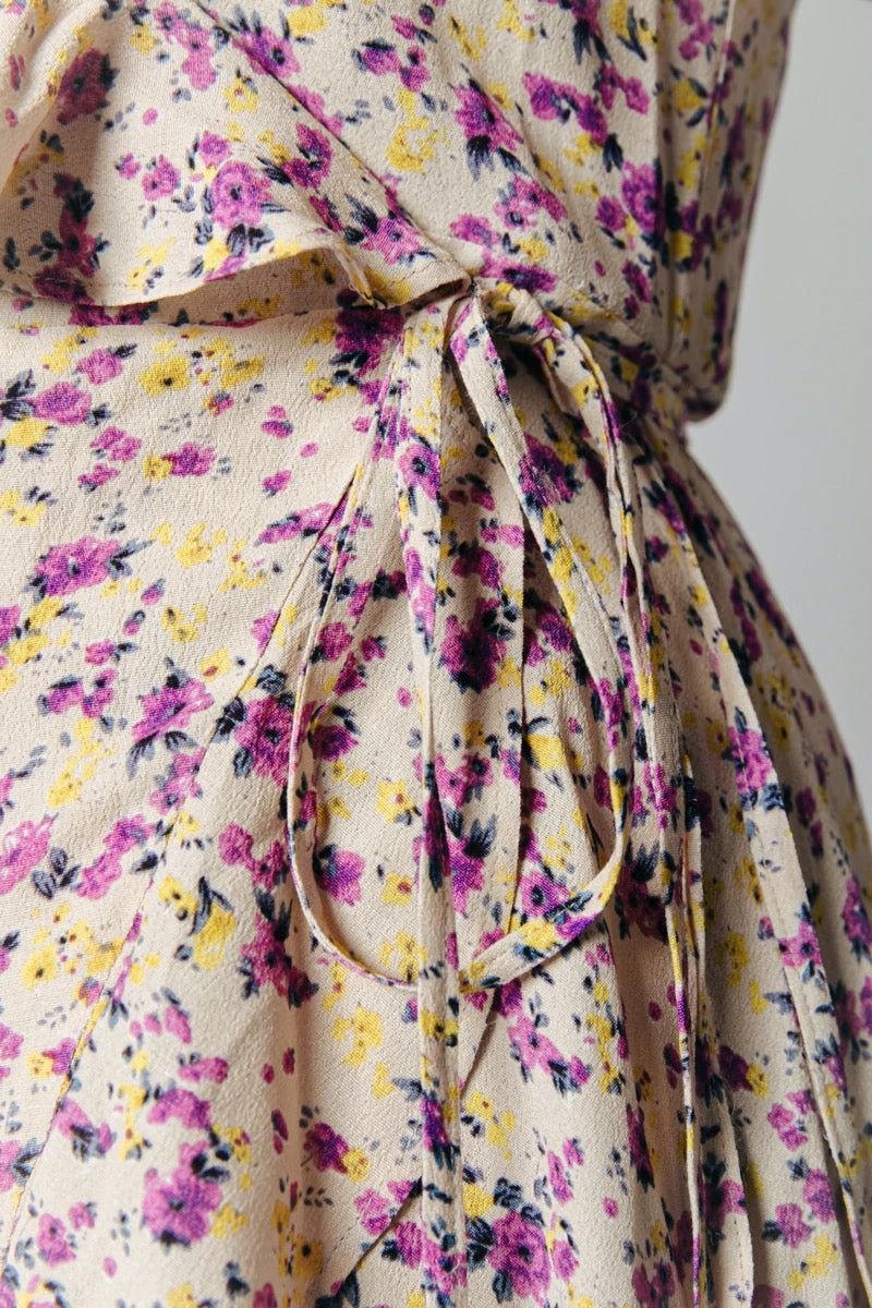 Telsi Ditzy Flower Mini Ruffle Wrap Dress Multicolor
