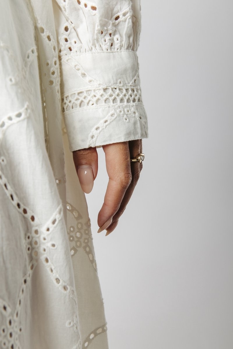 Sandy Broderie Anglaise Maxi Kimono Dress White
