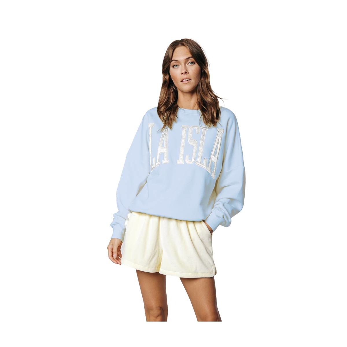 La Isla Patch Dropped Shoulder Sweat Soft blue