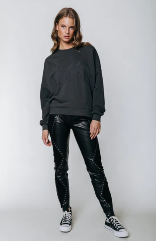 Chloe Studs Vegan Leather Pants Black
