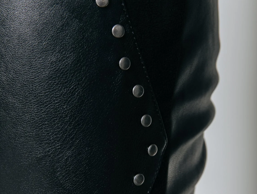 Chloe Studs Vegan Leather Pants Black