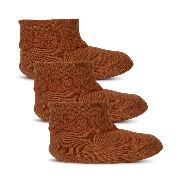 Lace socks 3 pack Leather brown