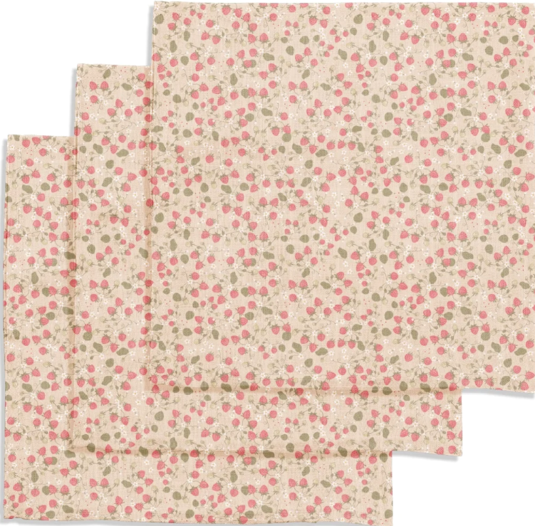 3 PACK MUSLIN CLOTH GOTS STRAWBERRY FIELDS