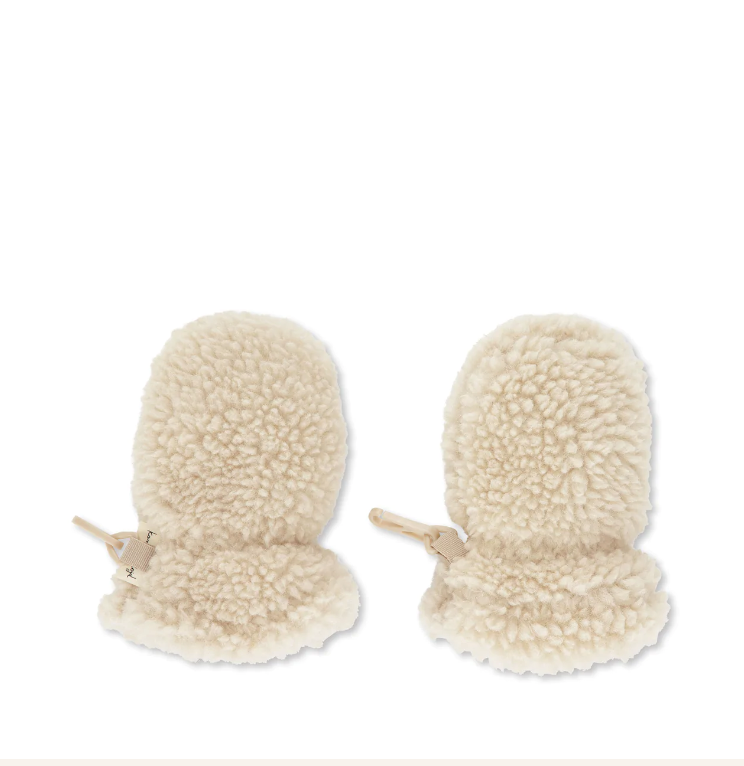 GRIZZ TEDDY BABY MITTENS CREAM OFF WHITE