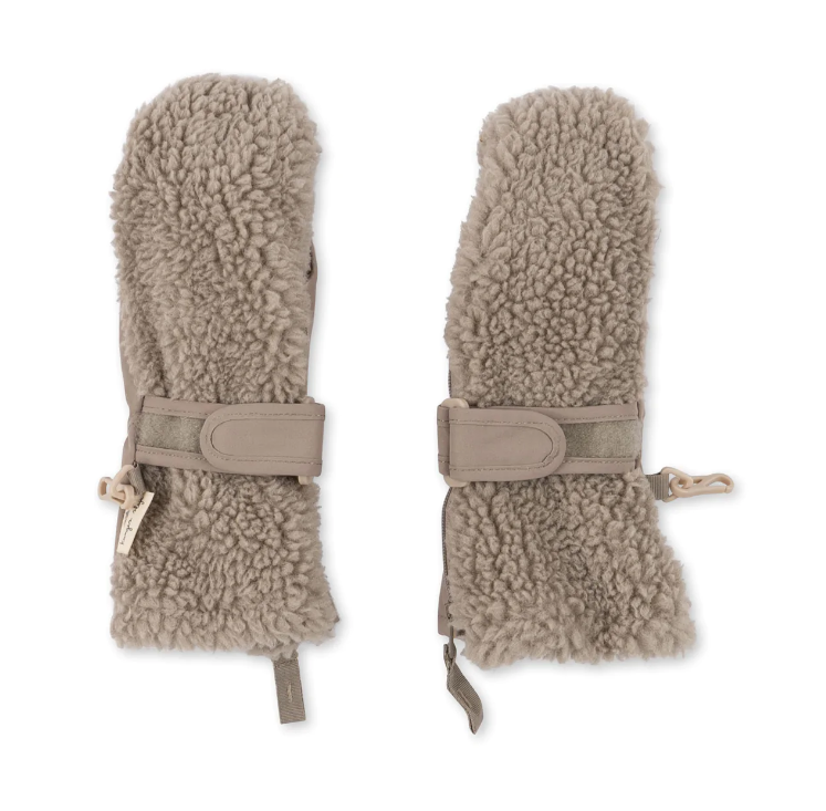 TEDDY MITTENS SILVER BEIGE