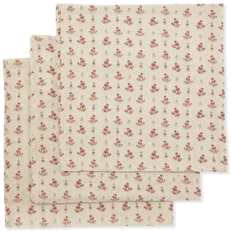3 pack muslin vintage floral red