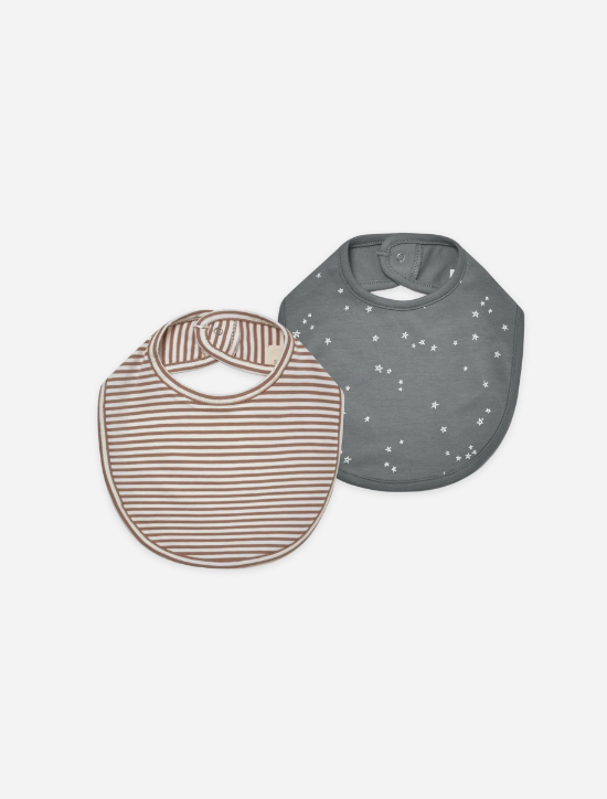 Jersey Snap Bib Set | Stars, Cocoa Stripe