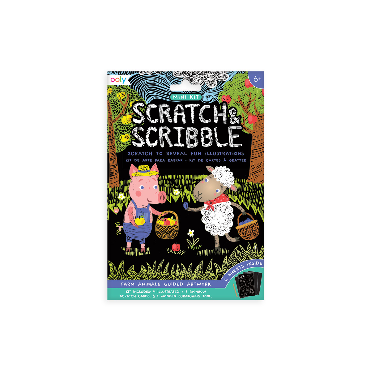 Ooly Mini Scratch & Scribble Farm Animals