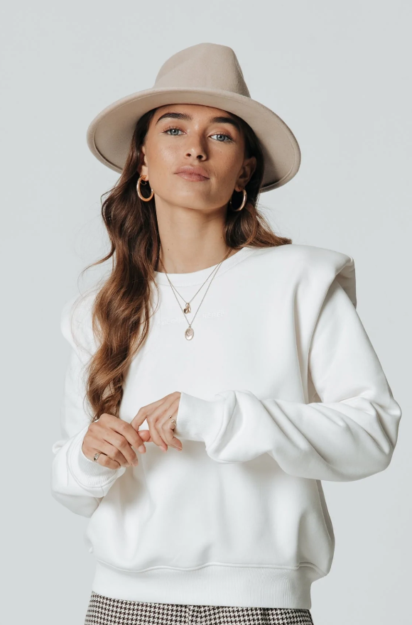 Logo Padded ShoulderSweat Off White