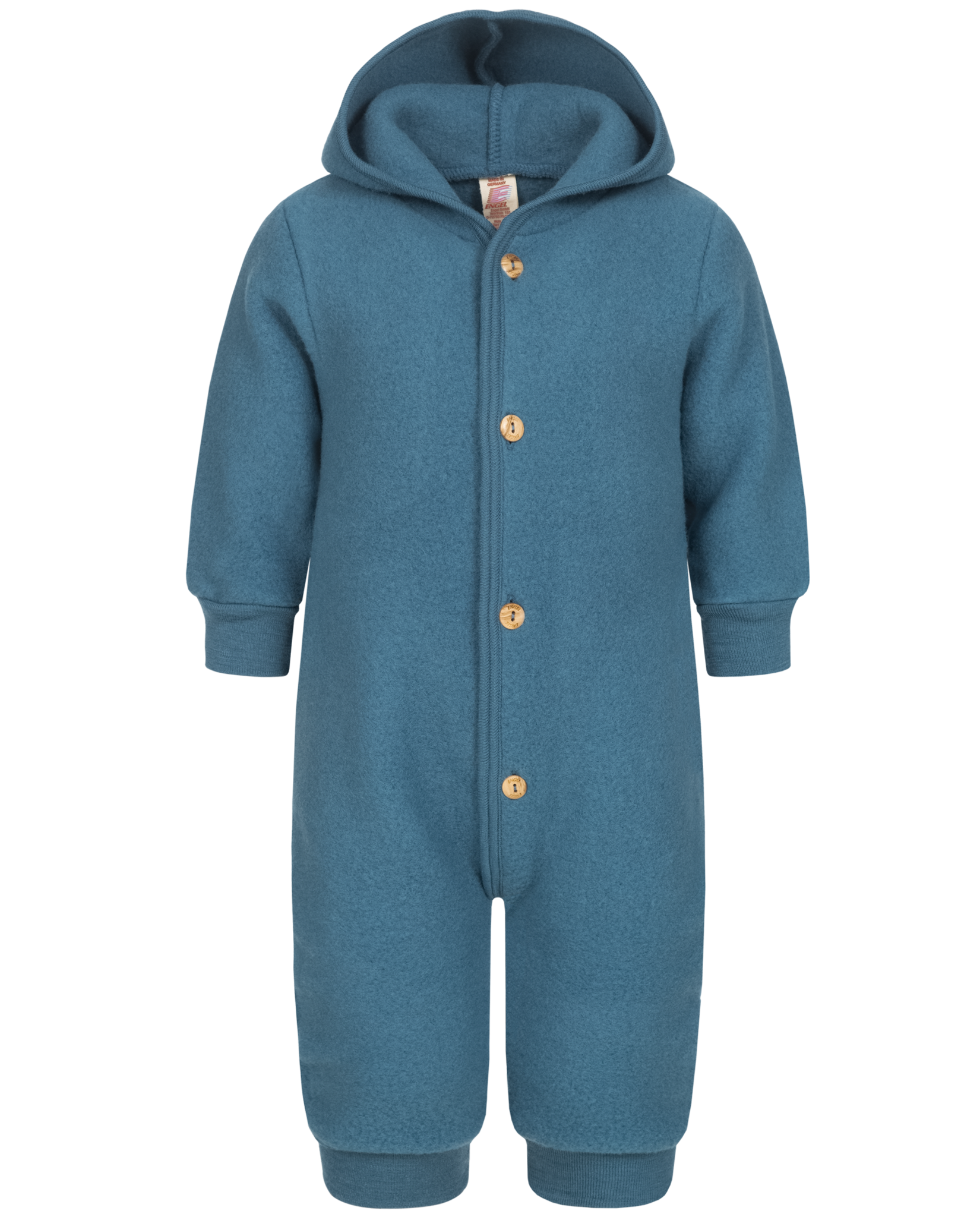 Hooded Overall with buttons Blue Melange