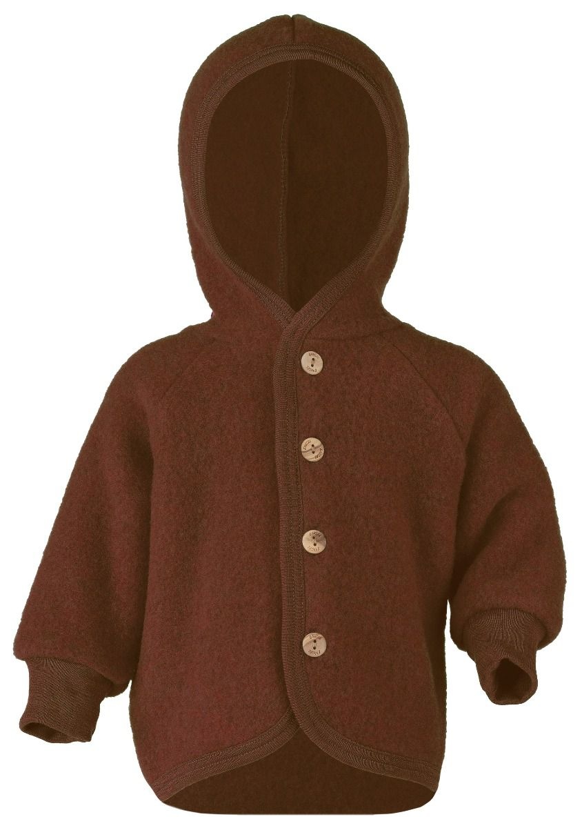 Hooded Jacket with Buttons Cinnamon Melange