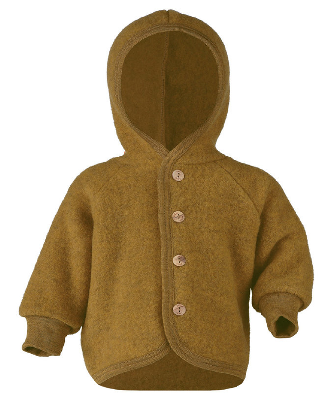 Hooded Jacket with Buttons Saffron Melange