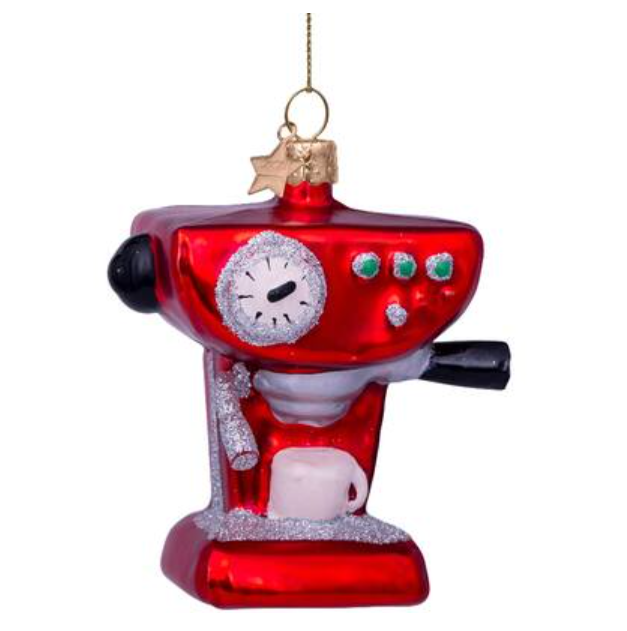 Ornament glass red coffee machine