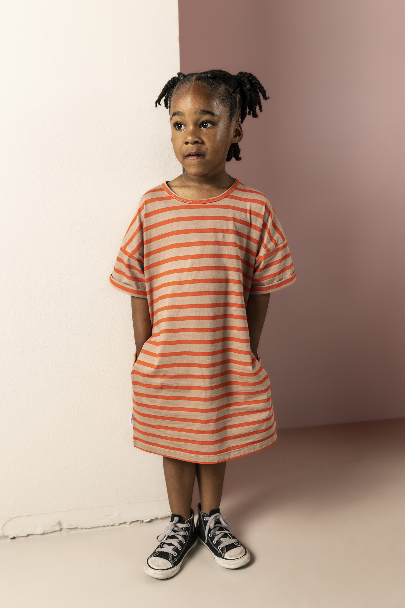 T-Shirt Dress Coral Stripe