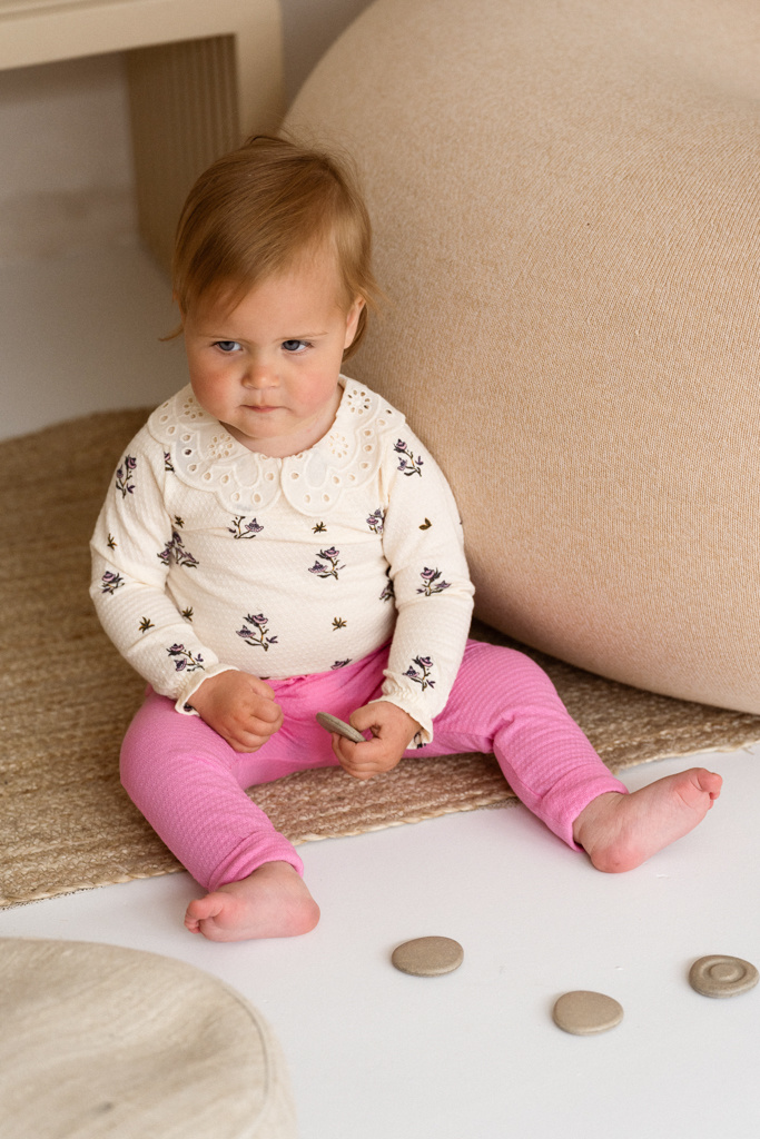 Crochet Collar Bodysuit Cream Little Flower Pointelle