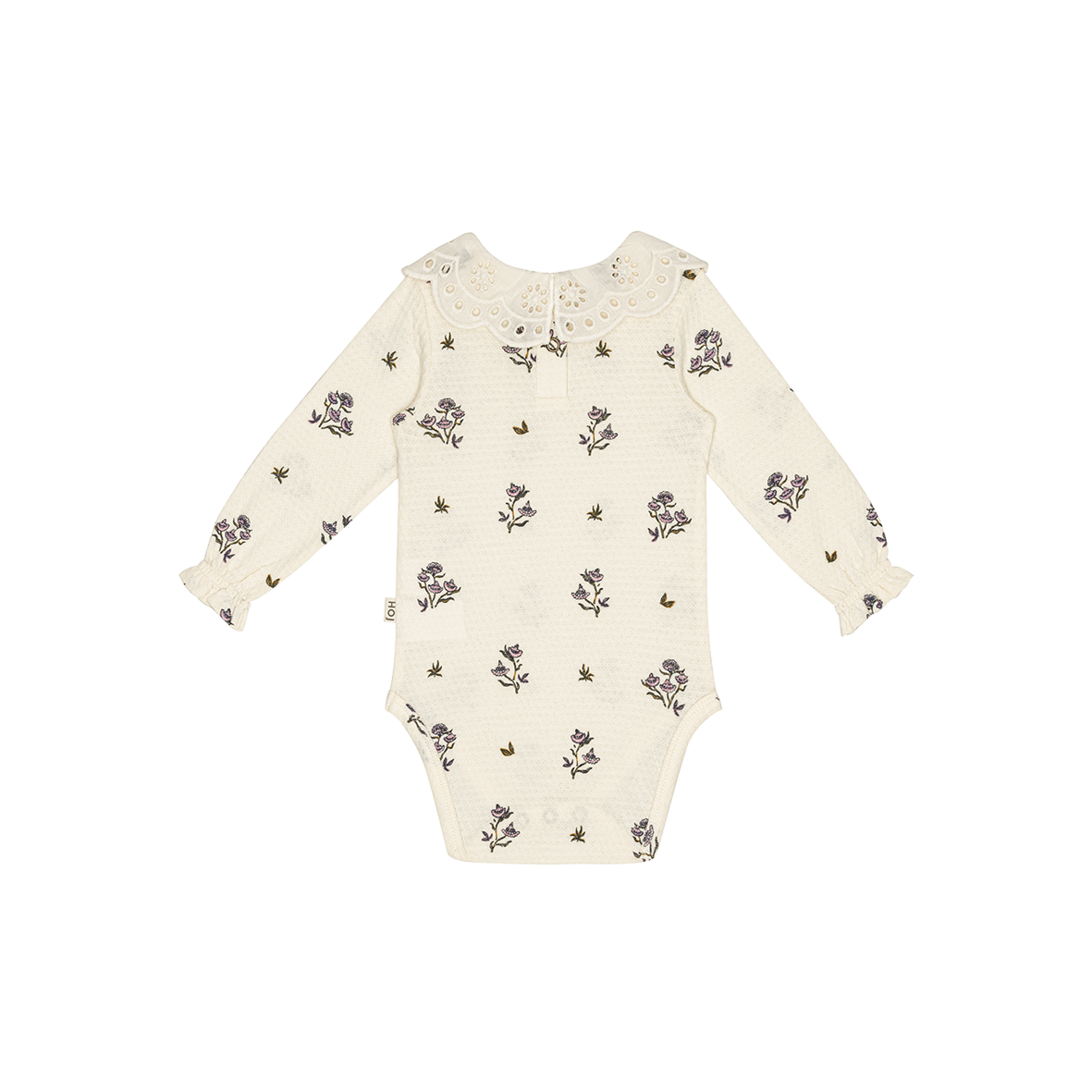 Crochet Collar Bodysuit Cream Little Flower Pointelle