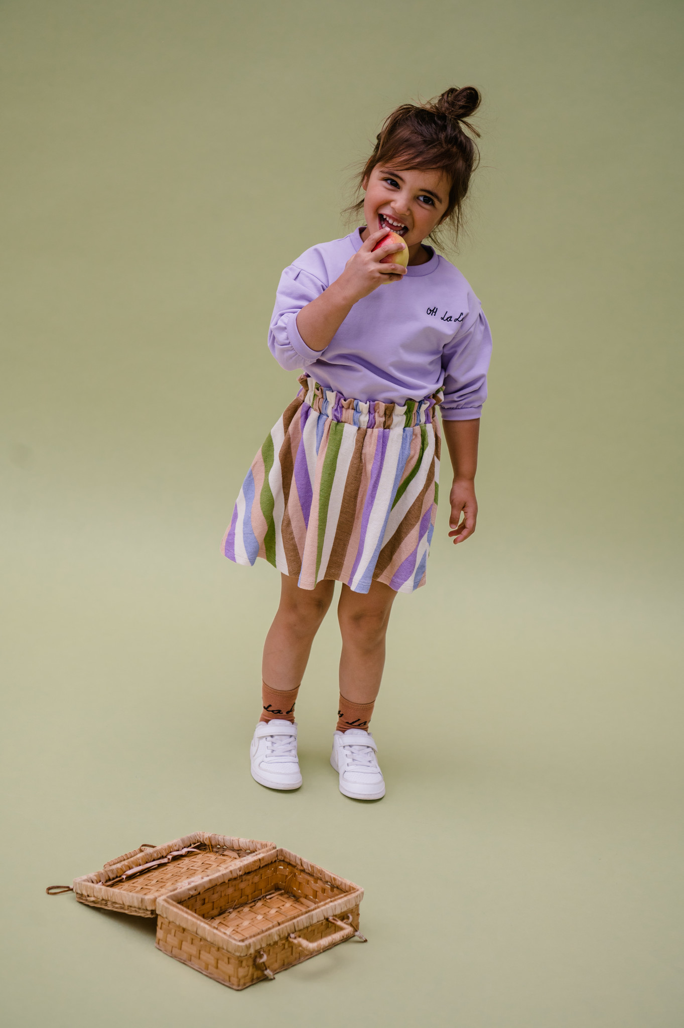 Paperbag skirt stripe print