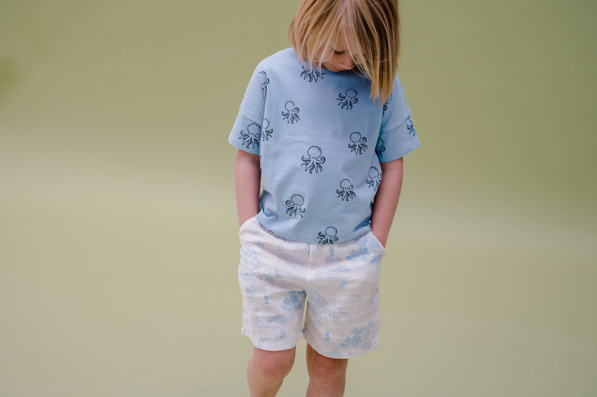 Linen chino short cinque terre print