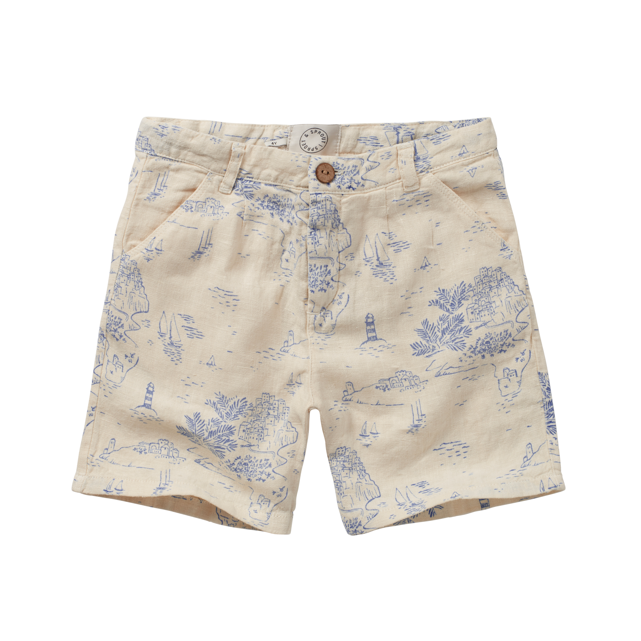 Linen chino short cinque terre print
