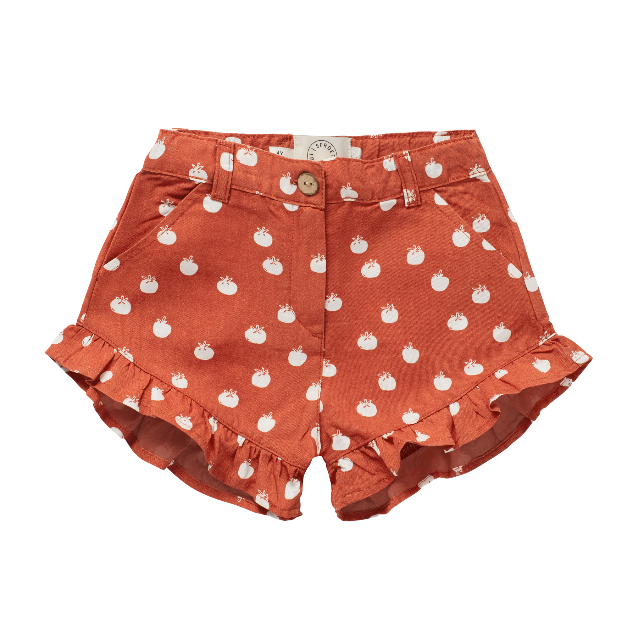 Ruffle shorts tomato print