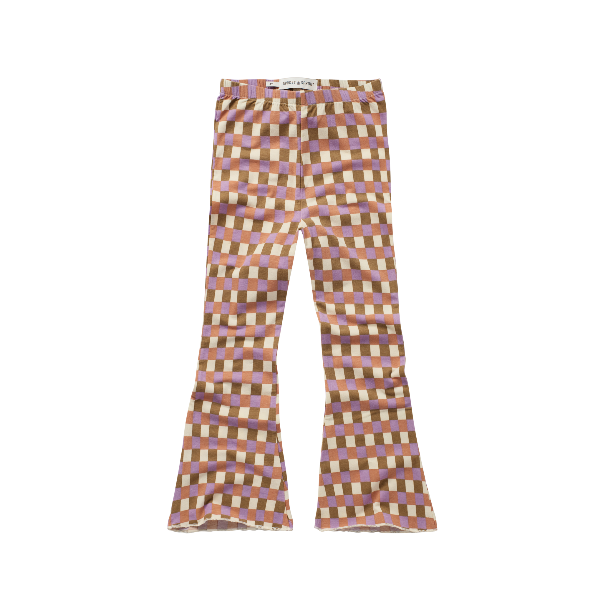 Flare pants block check print