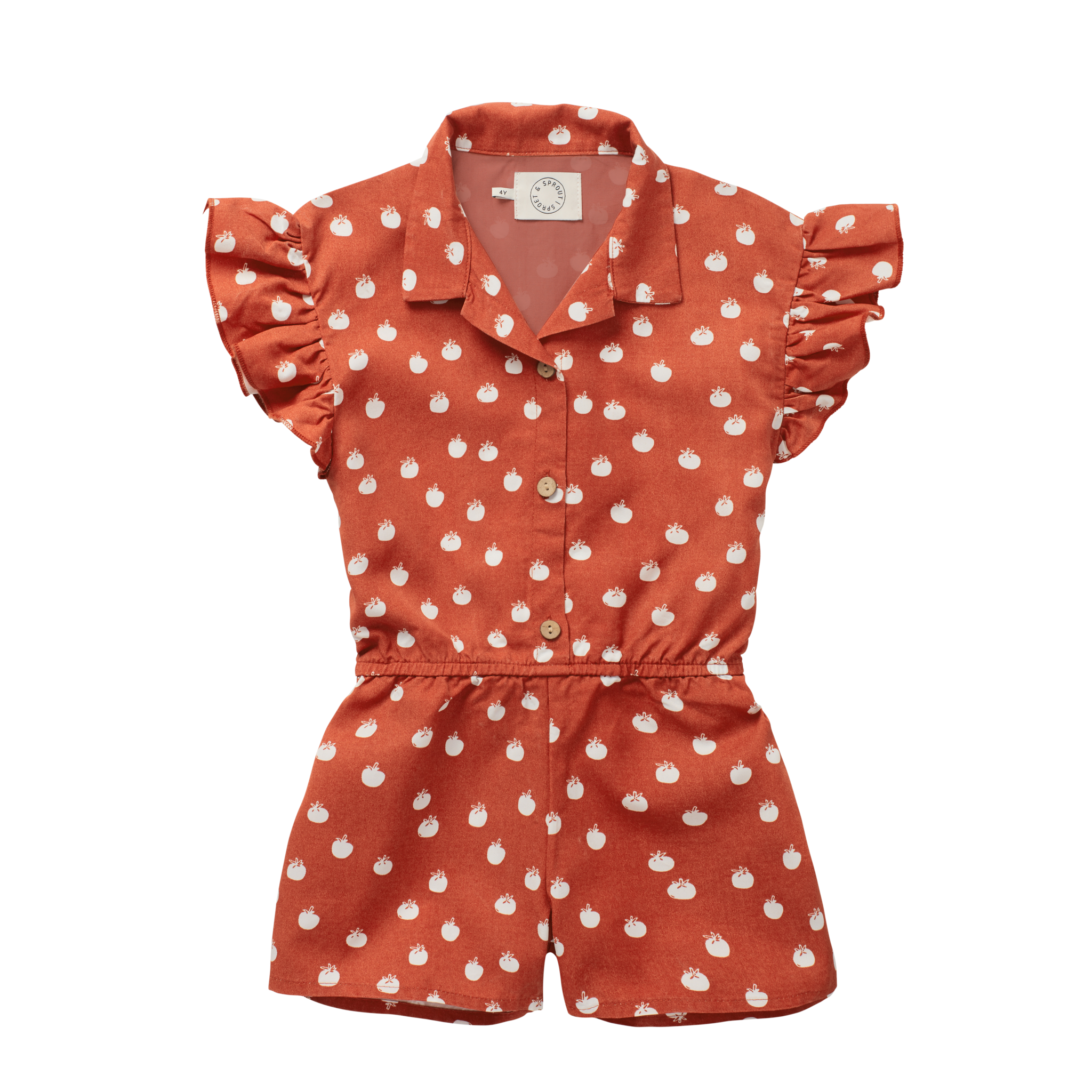 Woven jumpsuit tomato print