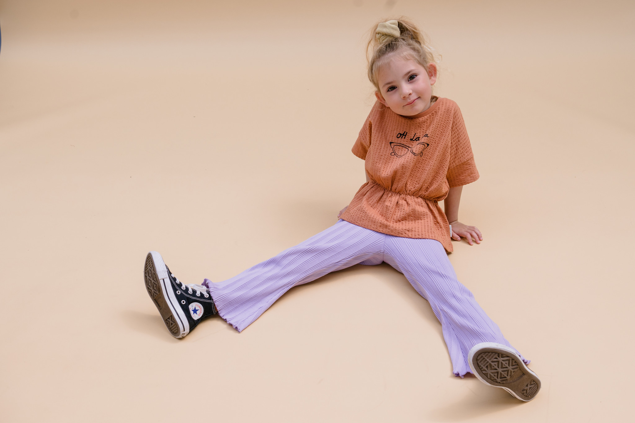 Flare pants rib lilac breeze