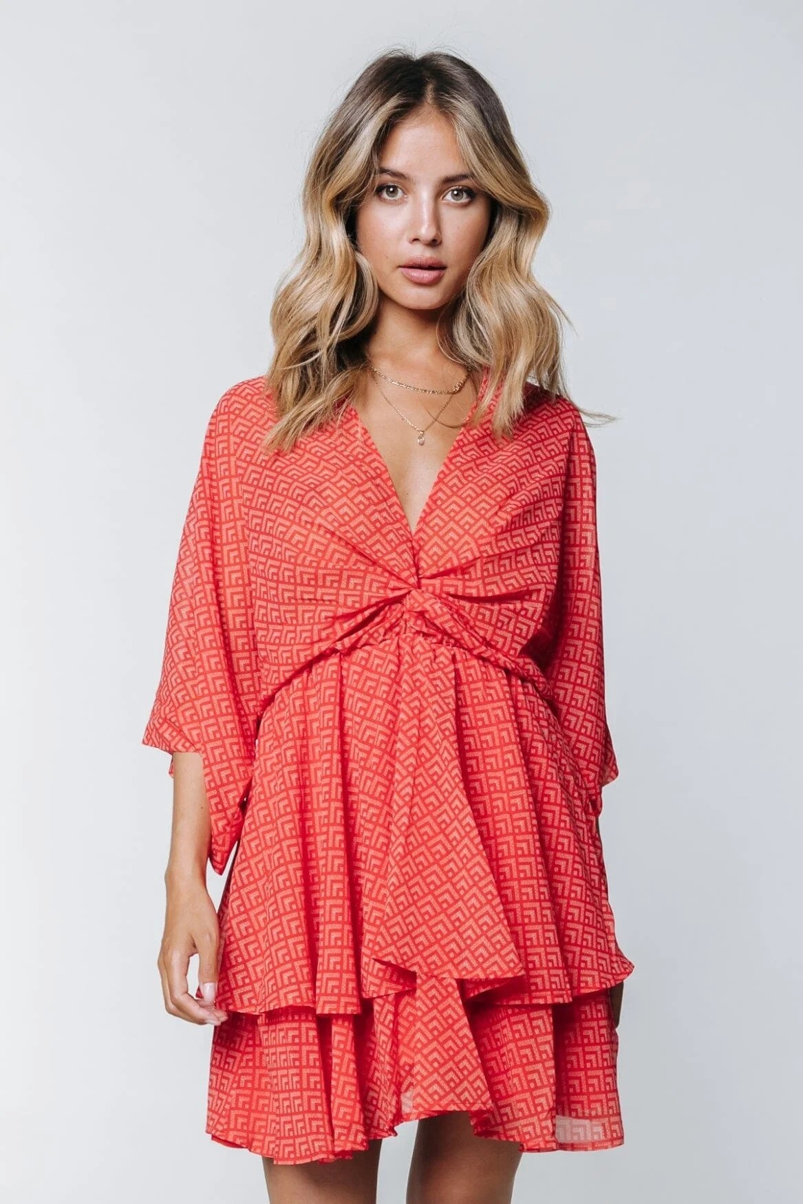 Mencia Two Layer Mini Dress Bright Orange