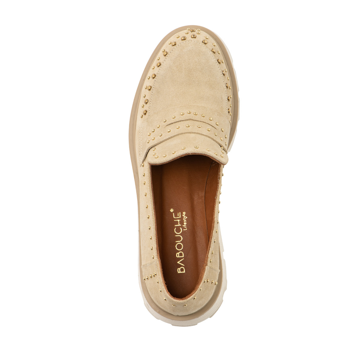 Chunky Loafer Beige Studs G5205-2