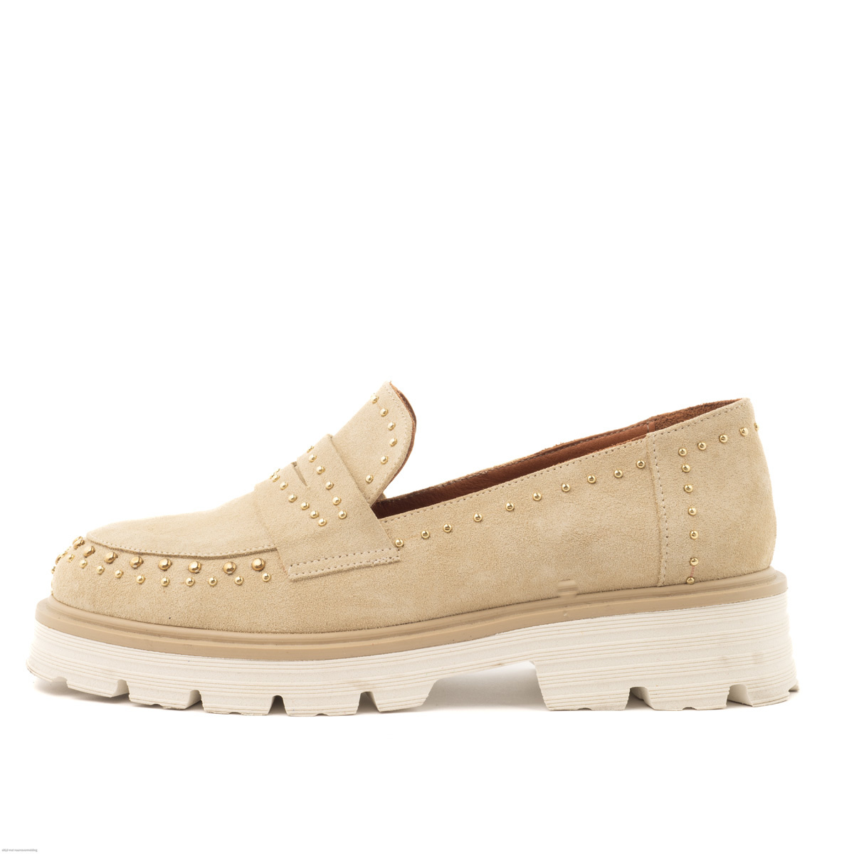 Chunky Loafer Beige Studs G5205-2