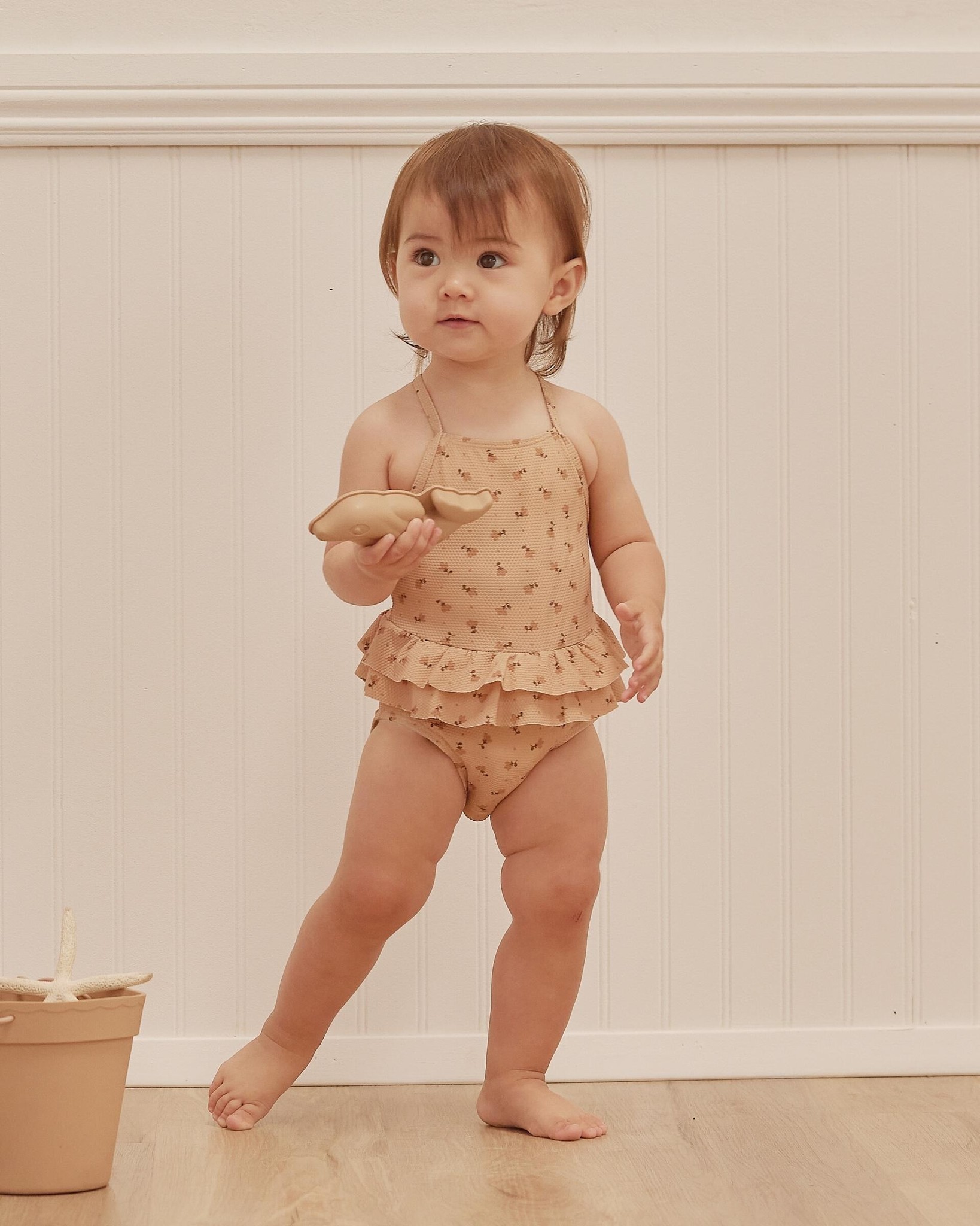 ruffled one piece swimsuit | tulips