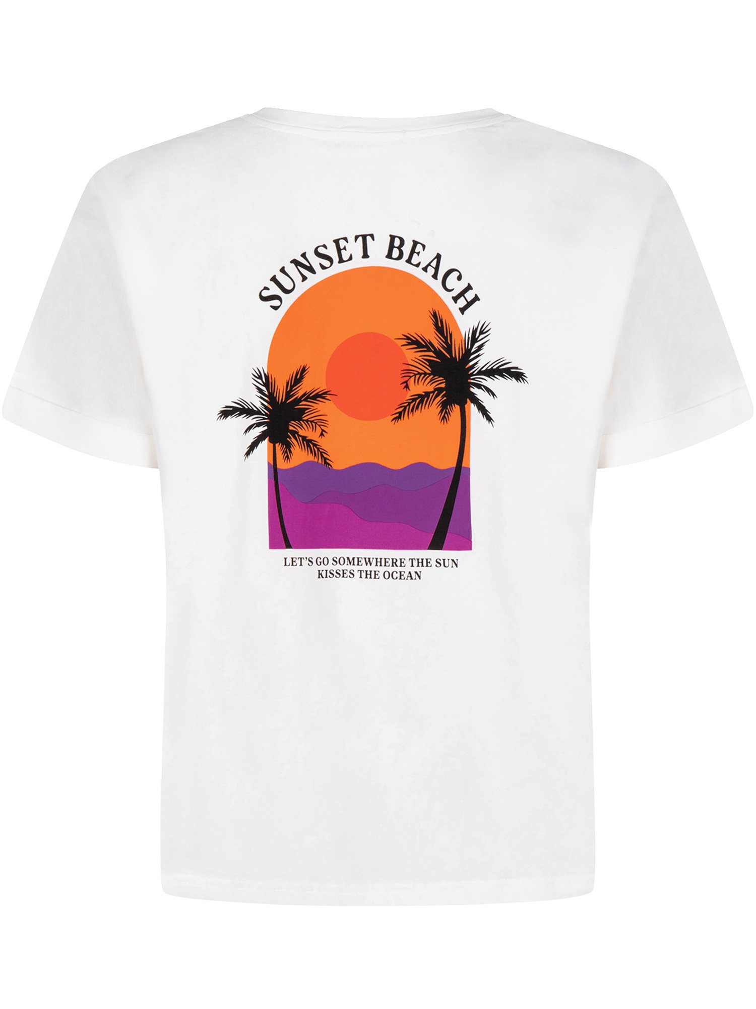 Womens Sunset Beach Club White Slouchy Graphic Tee